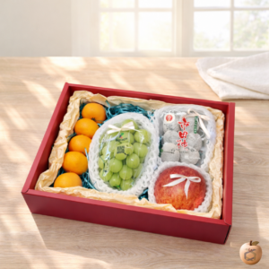 韓國麝香葡萄+市田柿+青森蜜富士蘋果+日本蜜柑_暷豪禮禮盒主圖