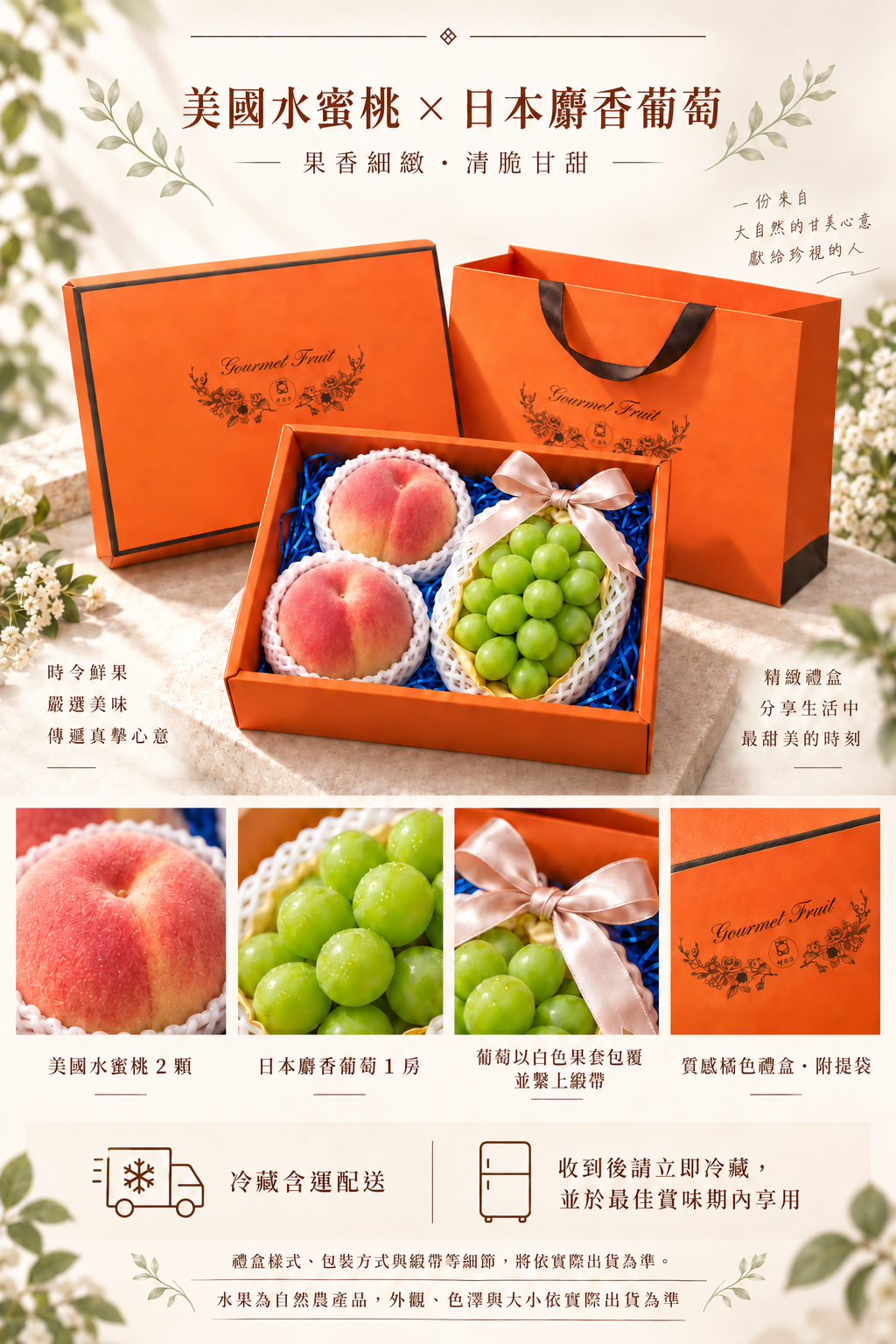 美國水蜜桃與日本麝香葡萄禮盒介紹